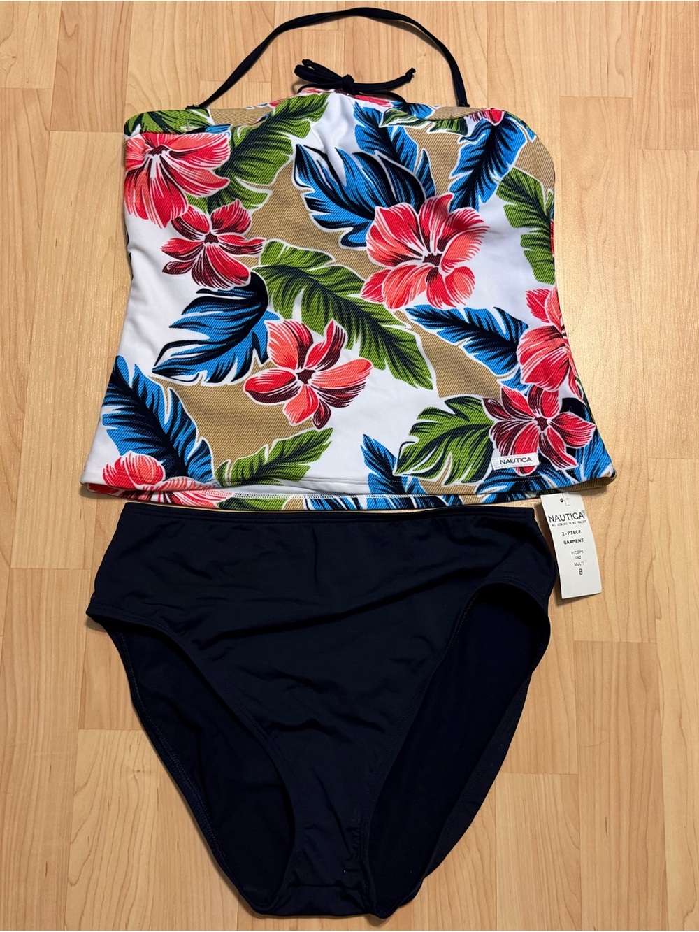 Nautica Swim 2 Piece Convertible Tankini Tubini High Waist Top Bottom Women's 8